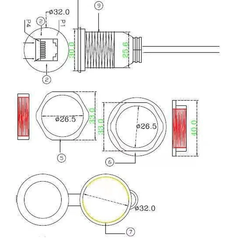 Cable Ethernet CAT5E impermeable con conectores RJ45 macho y hembra