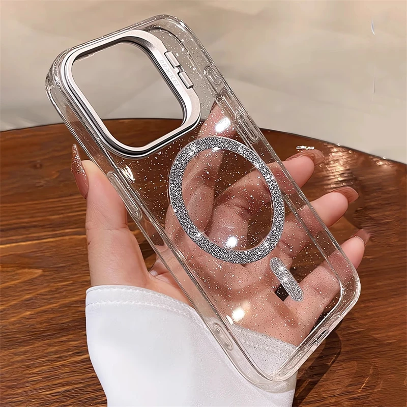 Funda MagSafe Glitter Acrílica iPhone 11-15 Pro Max Cámara magnética - imagen 3