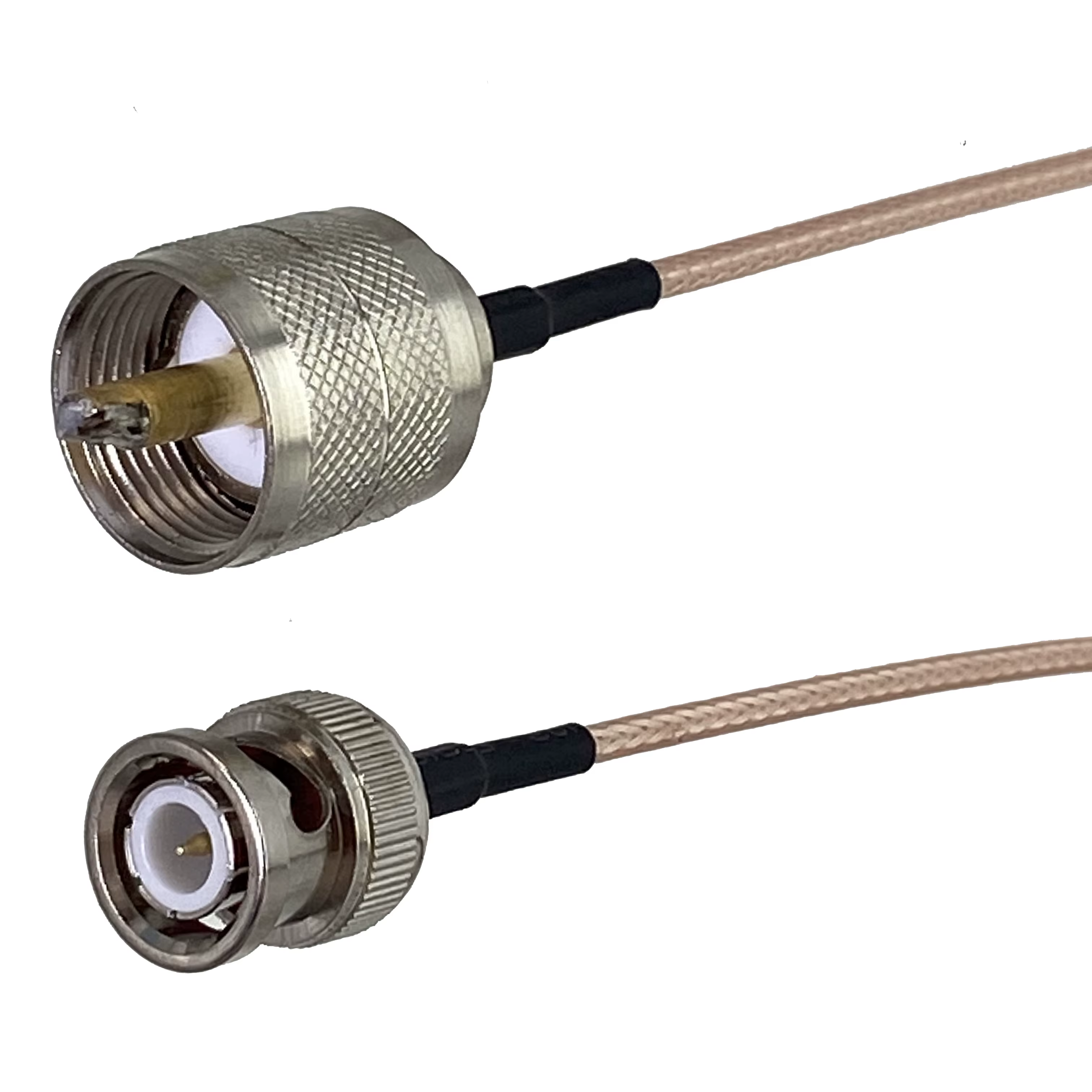 Vista frontal del conector BNC macho