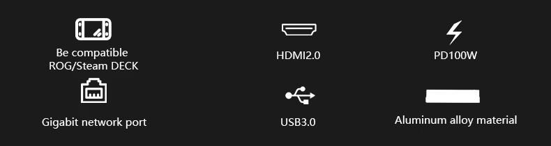 Vista lateral del dock mostrando puertos USB 3.0 y Tipo‑C PD