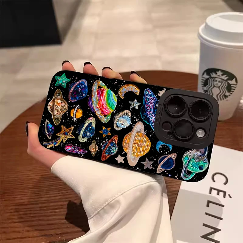Funda Samsung Galaxy Pintada a Mano Planeta Trenzado Colorido - imagen 5