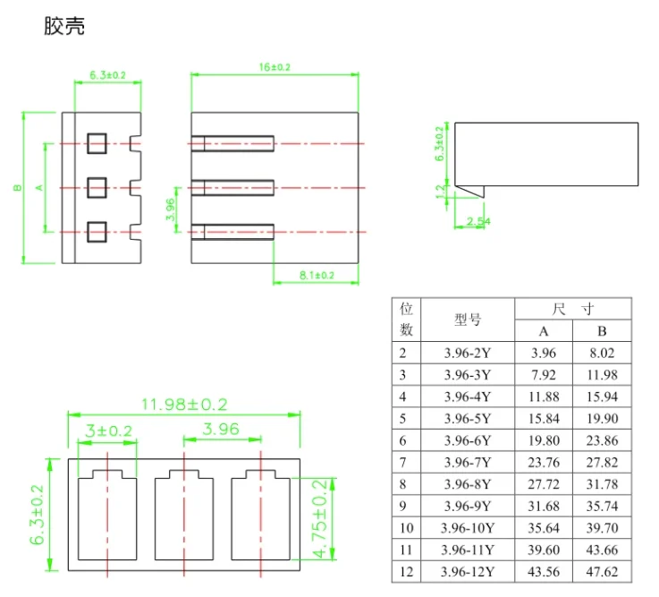 Conector CH3.96 3,96 mm