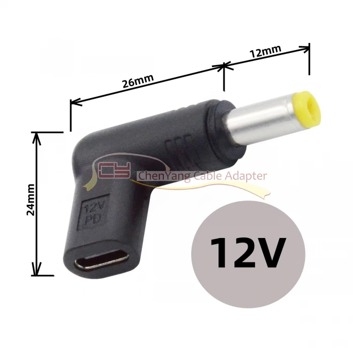 Detalle del conector DC macho