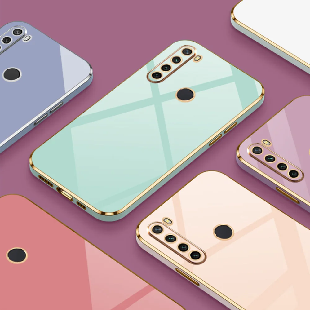 Funda chapada cuadrada en color dorado para Redmi Note 8