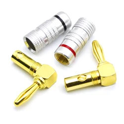 Conector Banana 90º Chapado en Oro 4 mm – Enchufe Altavoz HiFi Tornillo
