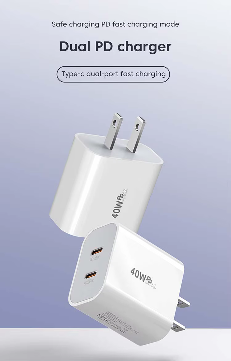 Cargador rápido olaf de 40 W con doble puerto USB-C