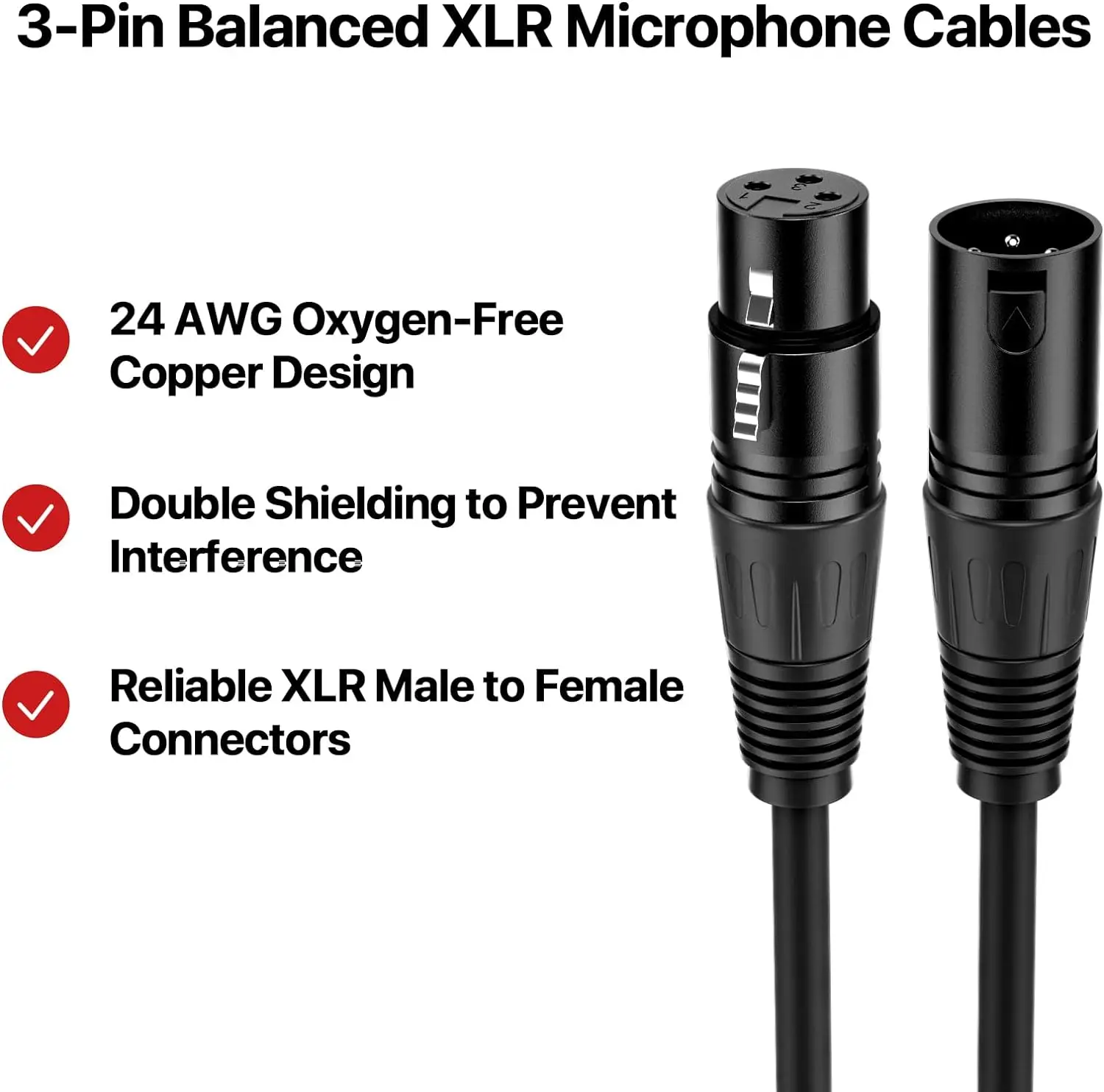 Cable XLR Equilibrado Macho a Hembra para Grabación y Escenario - imagen 4