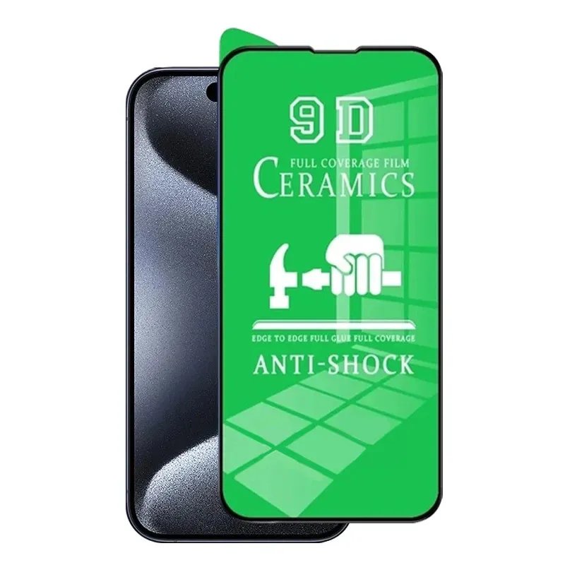 Protector de pantalla cerámico HD para iPhone 8–16 sin cristal