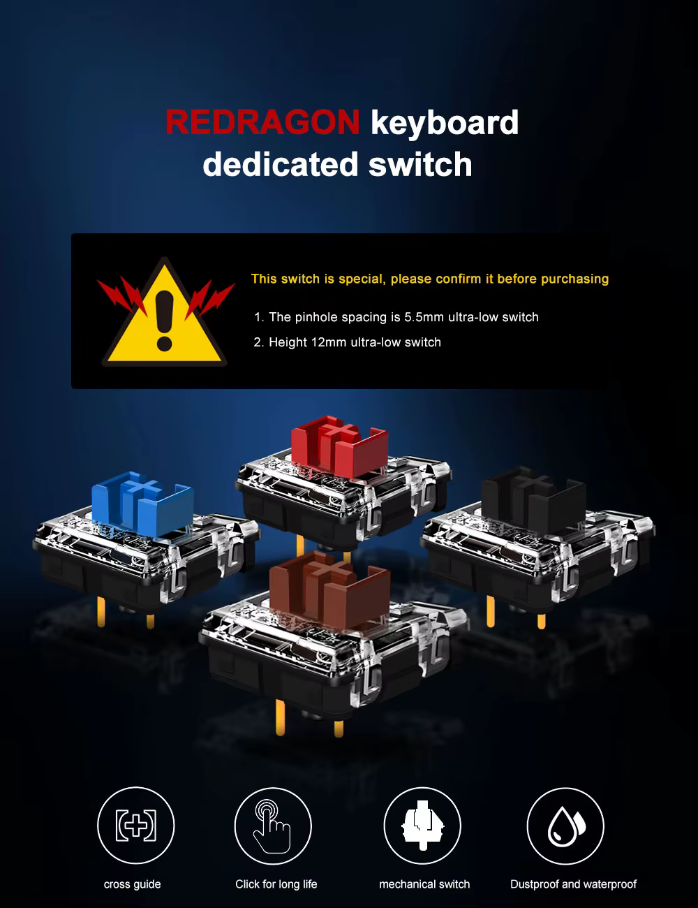 Interruptores REDRAGON MX de bajo perfil