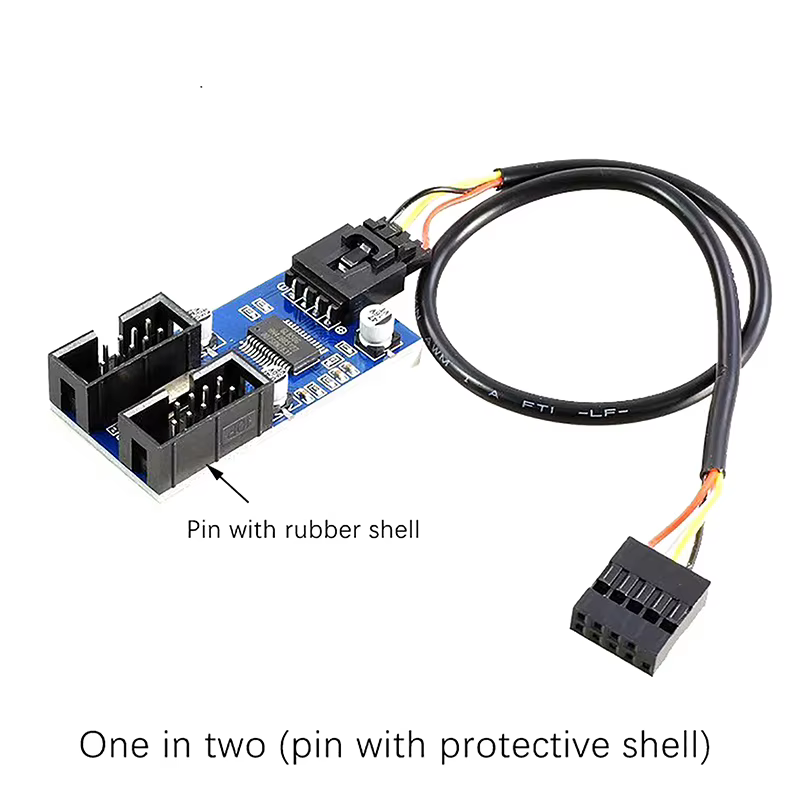 Tarjeta expansión USB 2.0 con cable – Adaptador macho a 2 hembras - imagen 2