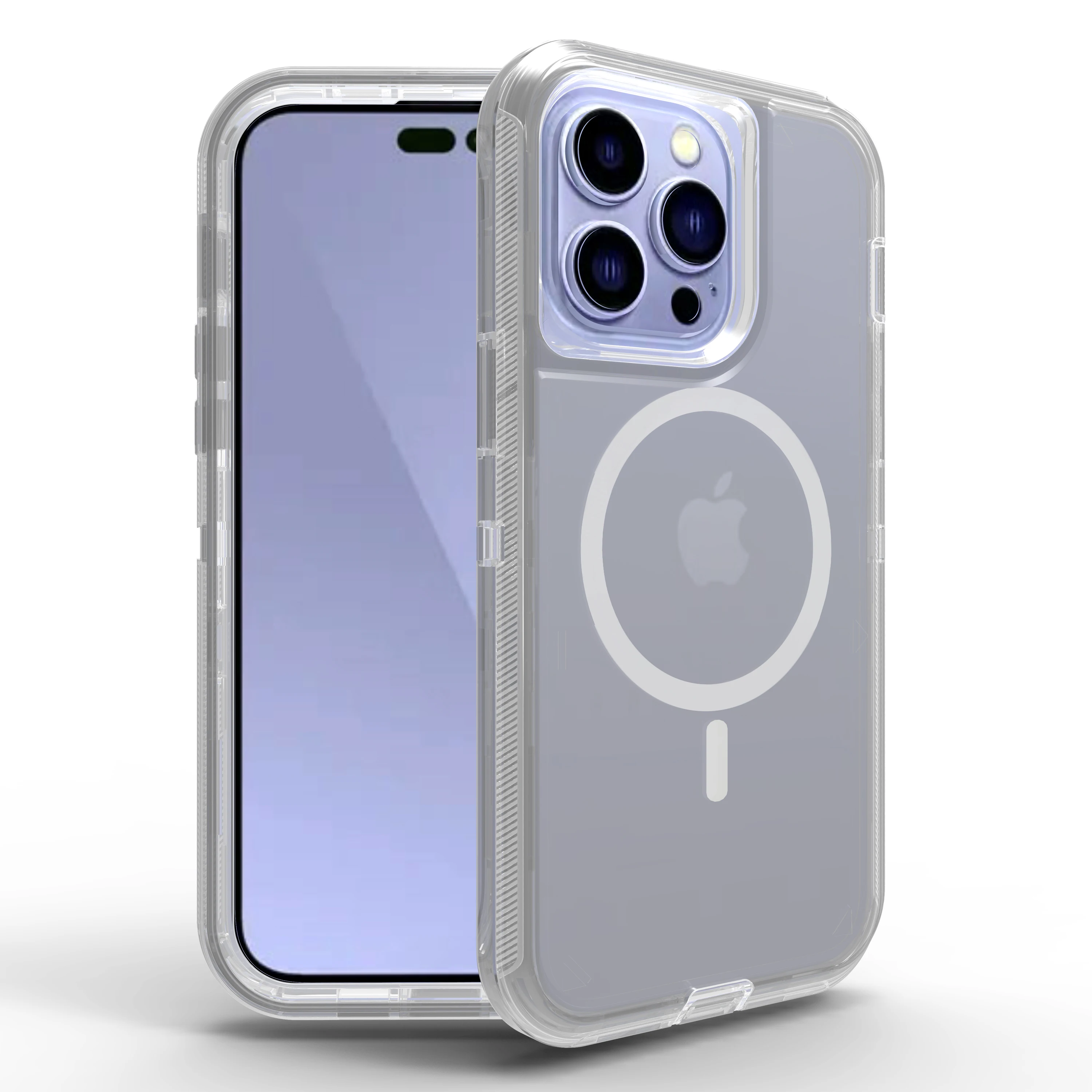 Funda transparente MagSafe en uso