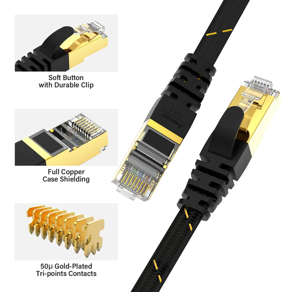 Conector RJ45 chapado en oro