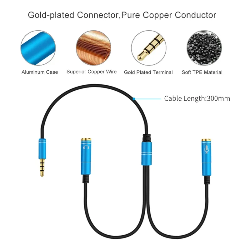 Divisor 3.5mm macho a dos hembras para auriculares y micrófono - imagen 3