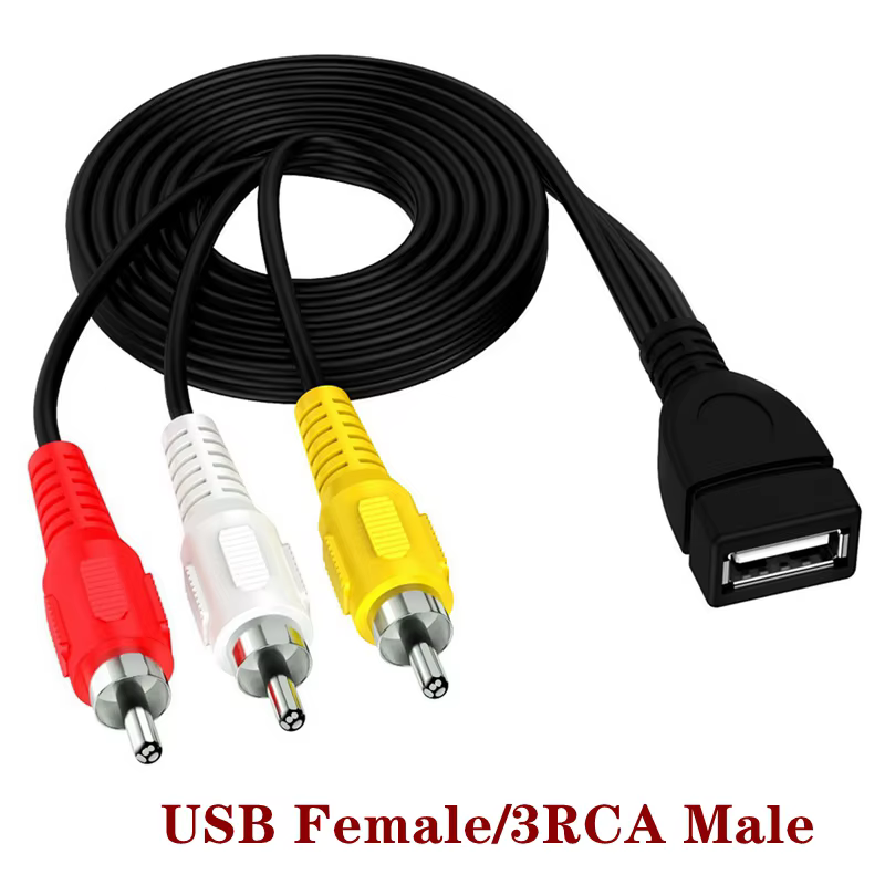 Adaptador USB a 3 RCA vista frontal