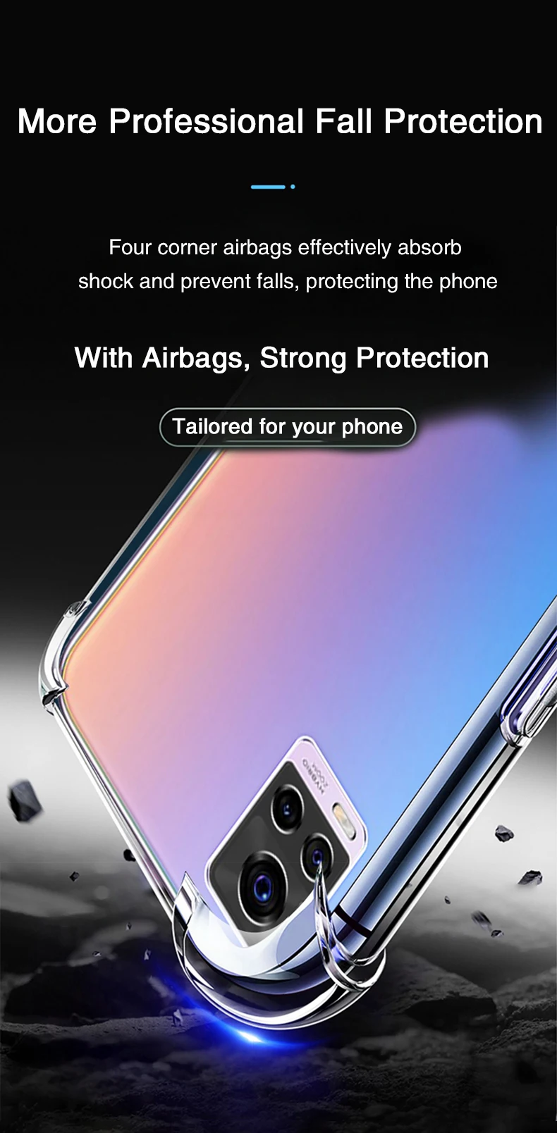 Funda transparente de silicone TPU vista frontal