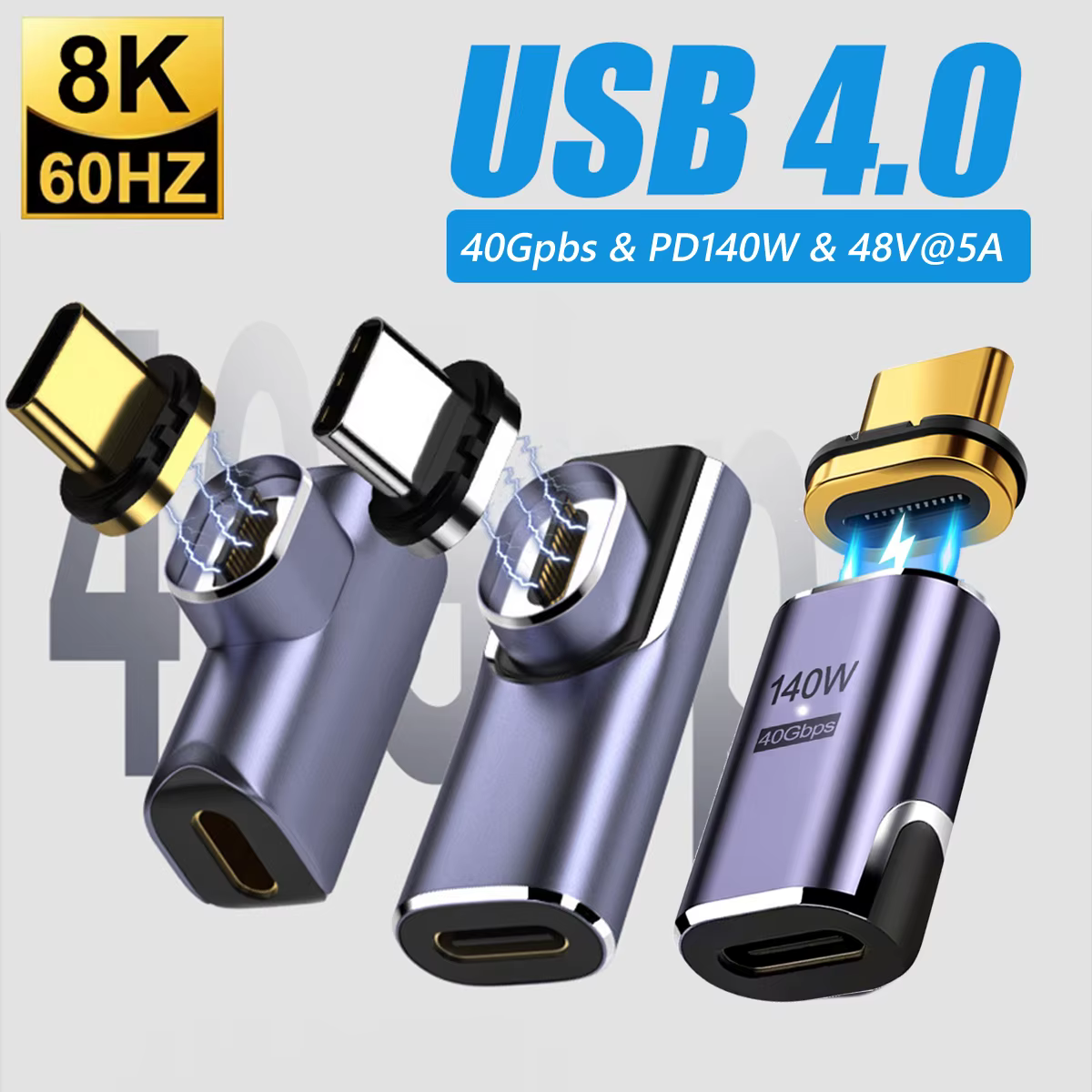 Adaptador Magnético USB-C USB4.0 40Gbps 8K/120Hz 140W - imagen 3