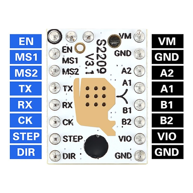 Driver TMC2209 V3.1 visto desde arriba con disipador instalado