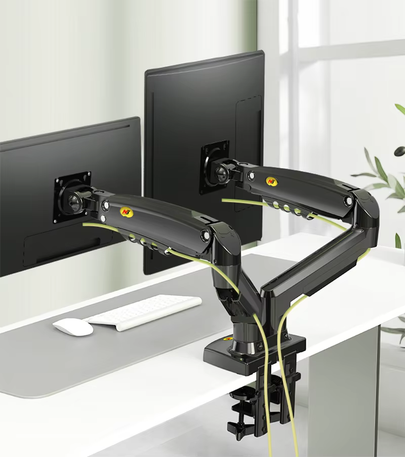 Brazo Monitor Dual Resorte Gas NB F160 – Soporte USB 3.0 para 17-27" - imagen 4