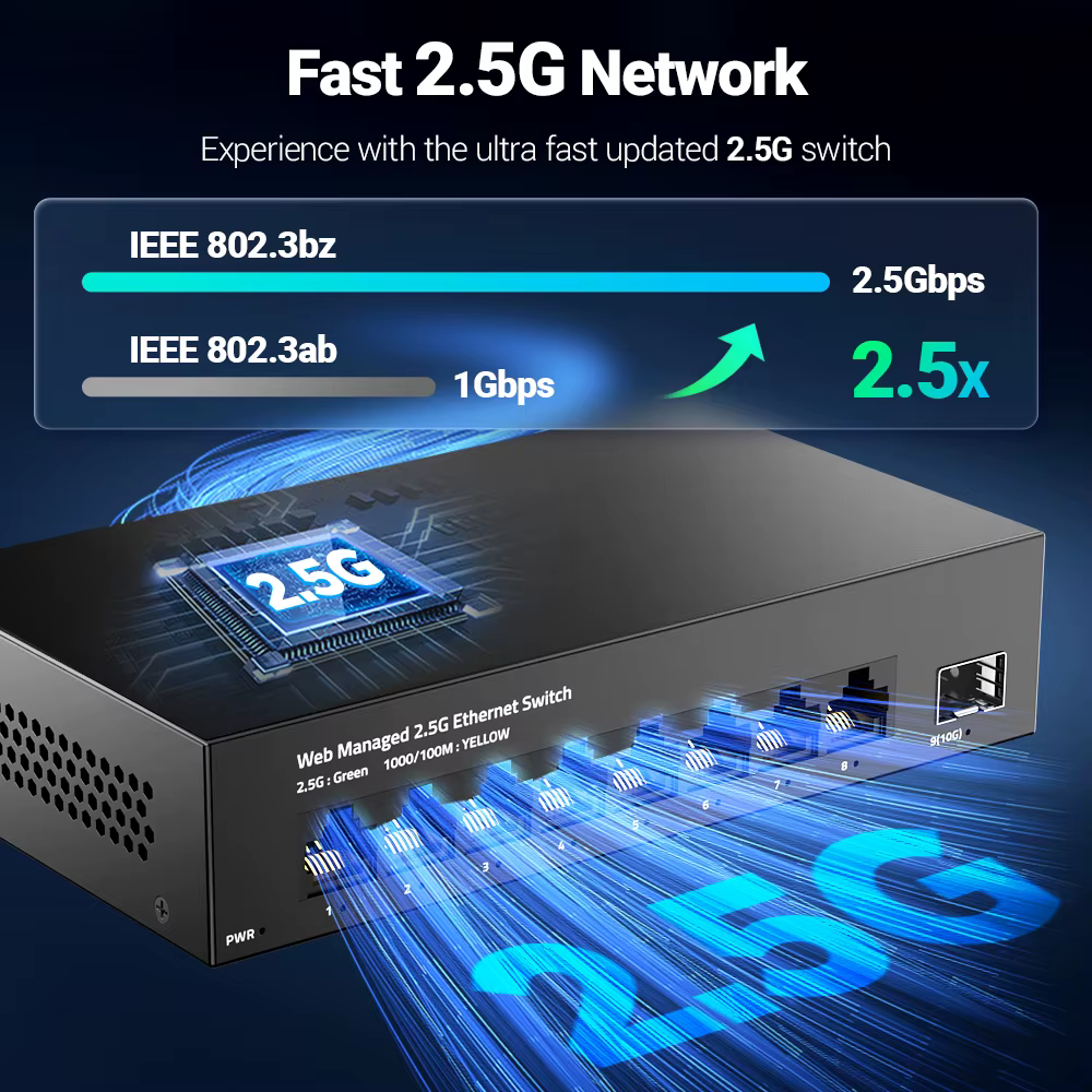 AMPCOM Switch gestionable 2,5 GbE de 8 puertos con 10G SFP+ - imagen 5