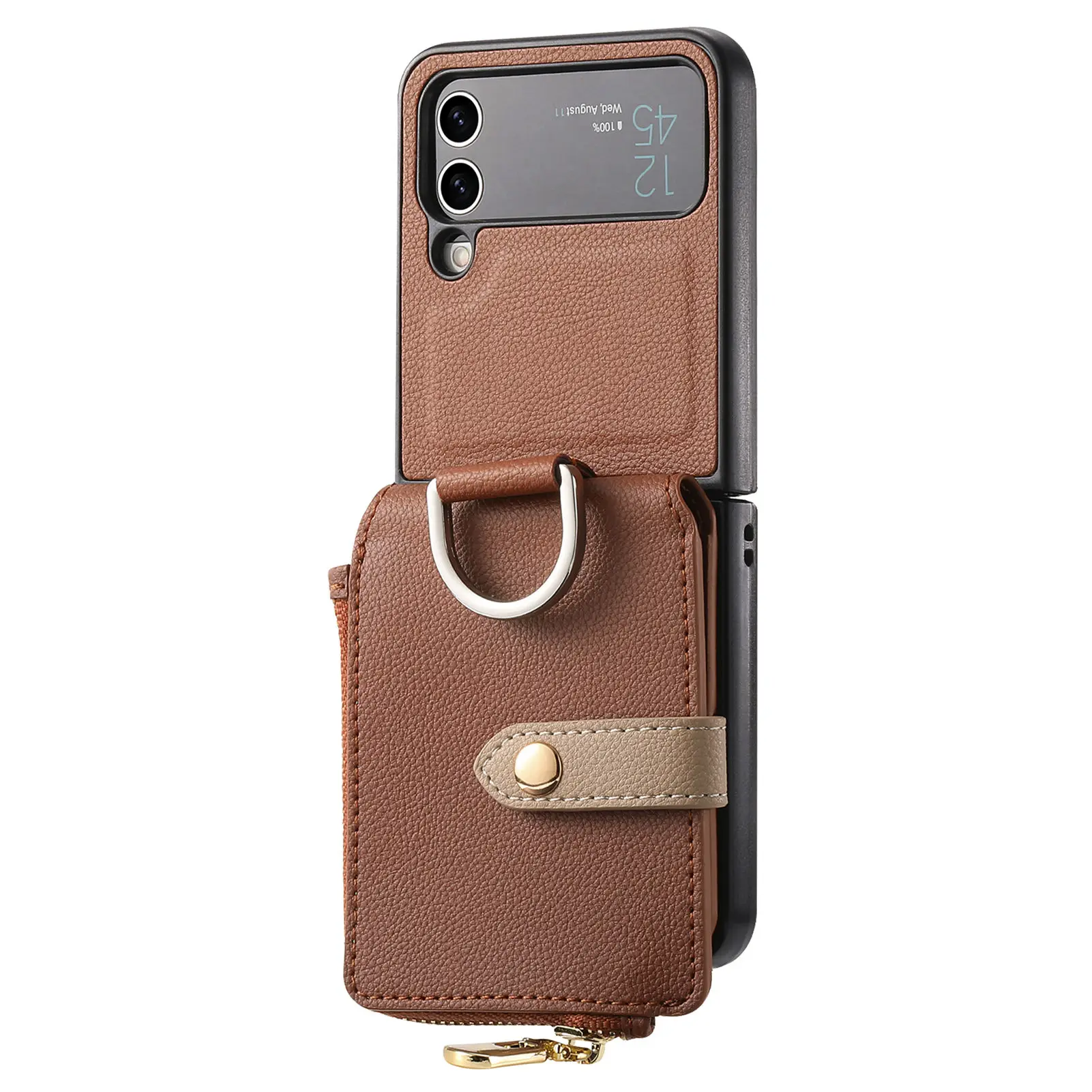 Vista frontal de la funda cerrada