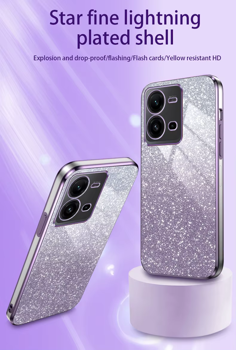 Vista frontal de la funda de silicona para Vivo V25 con bordes elevados alrededor de la cámara