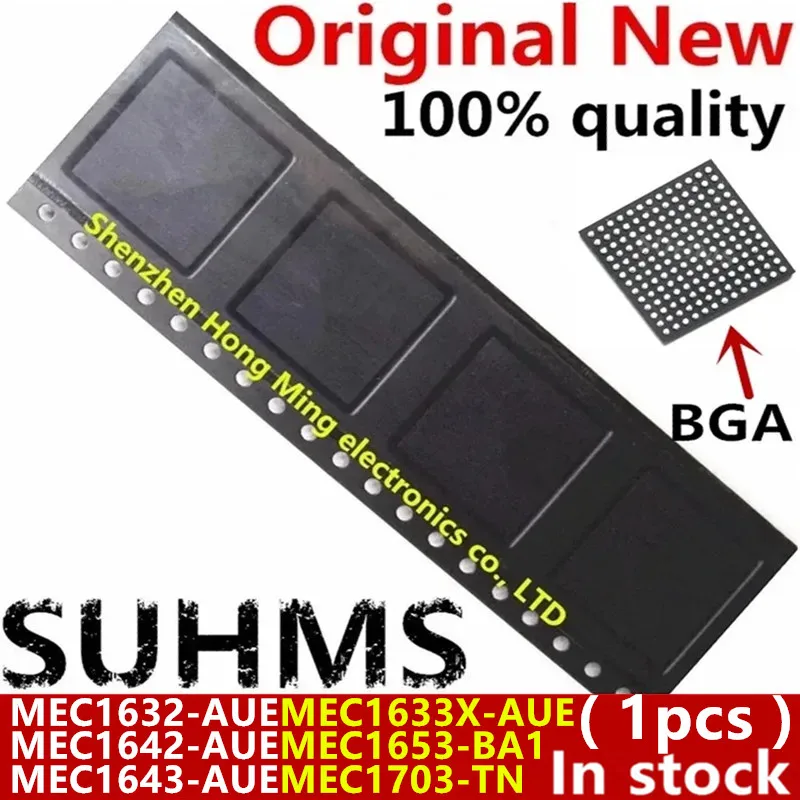 Chipset BGA SUHMS visto desde arriba con contactos dorados