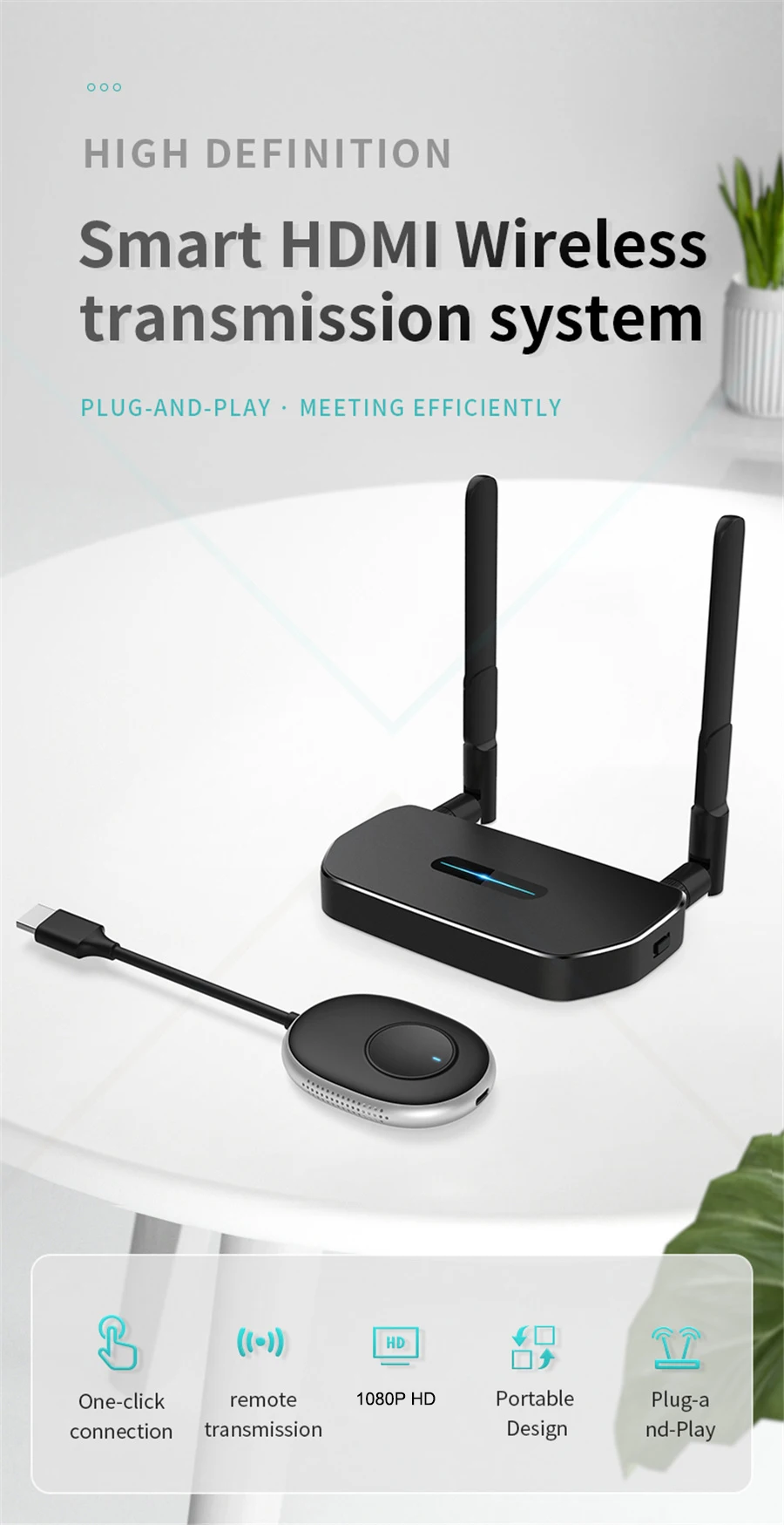 Extensor HDMI inalámbrico Qkens vista frontal