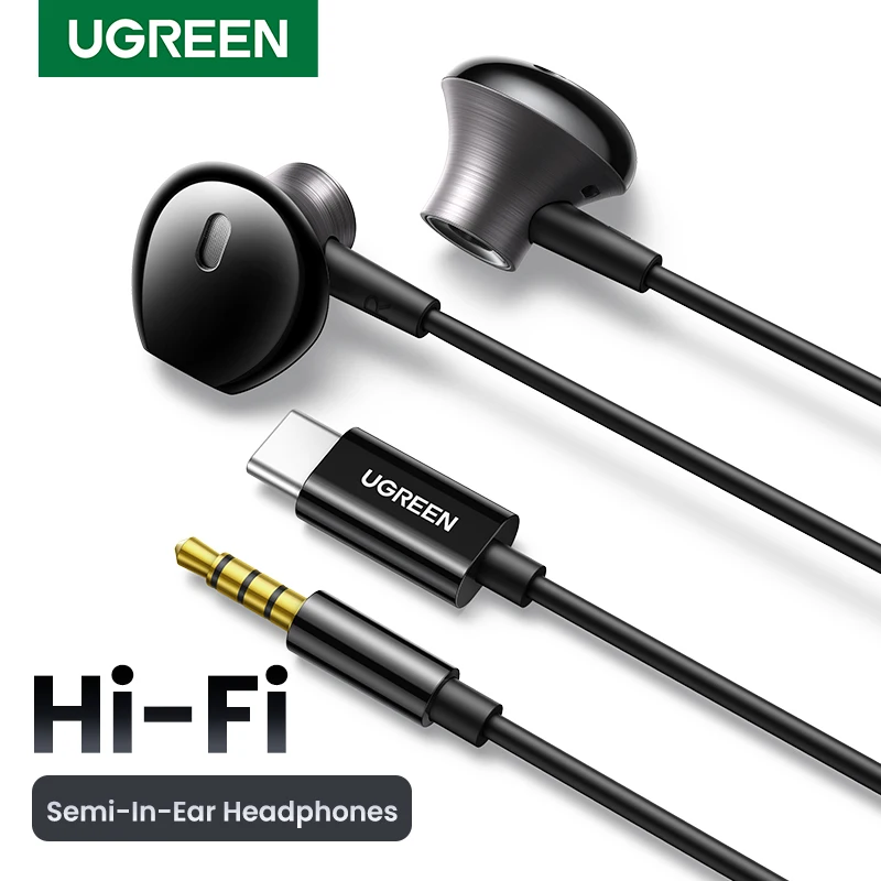 UGREEN Auriculares con cable 3.5mm USB-C semiabiertos HiFi micrófono