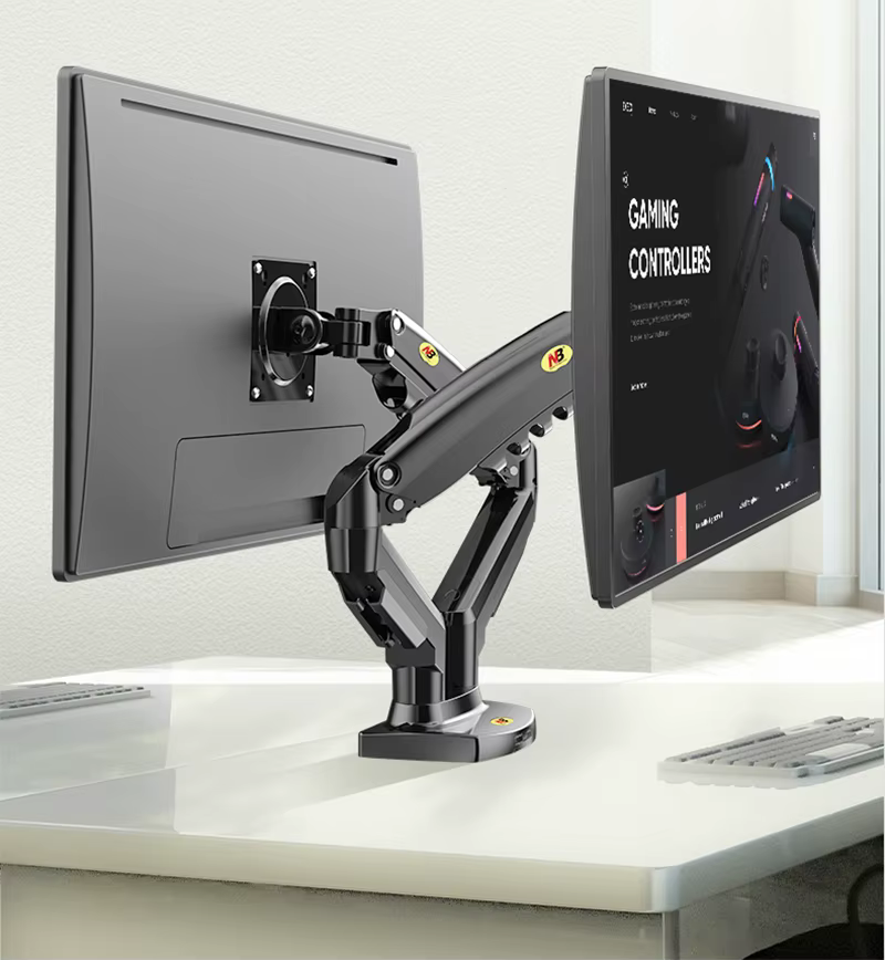Brazo Monitor Dual Resorte Gas NB F160 – Soporte USB 3.0 para 17-27" - imagen 5
