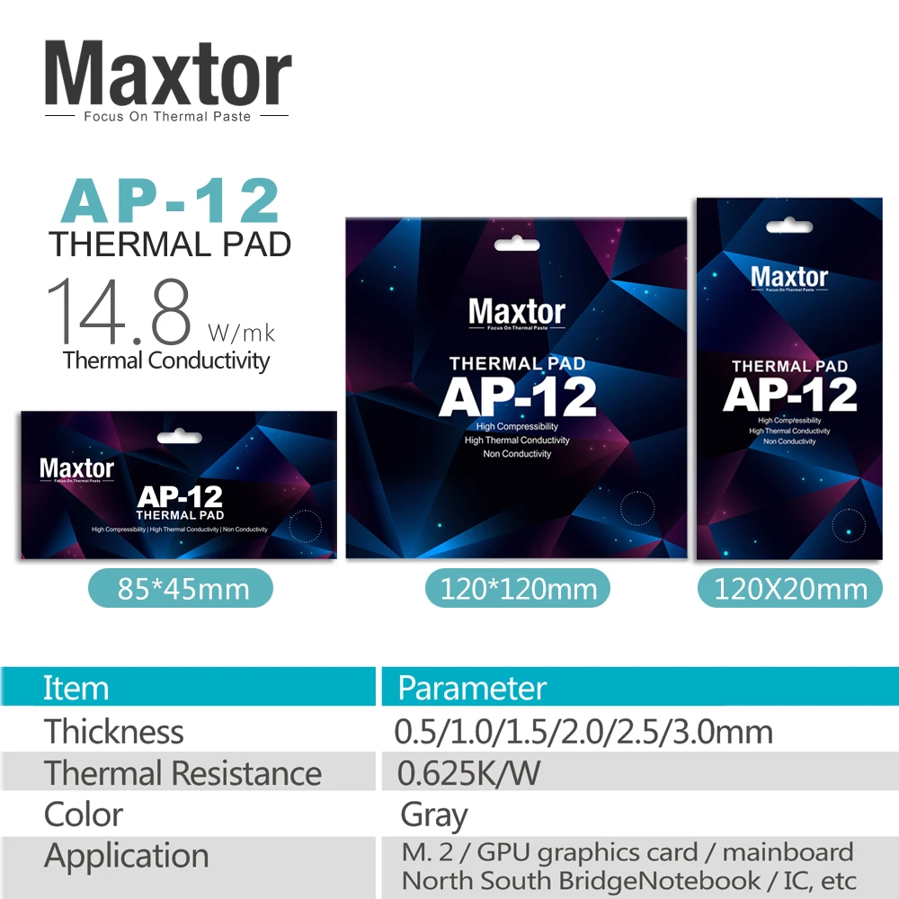 Almohadilla Térmica Maxtor AP-12 Silicona Conductividad CPU GPU - imagen 5