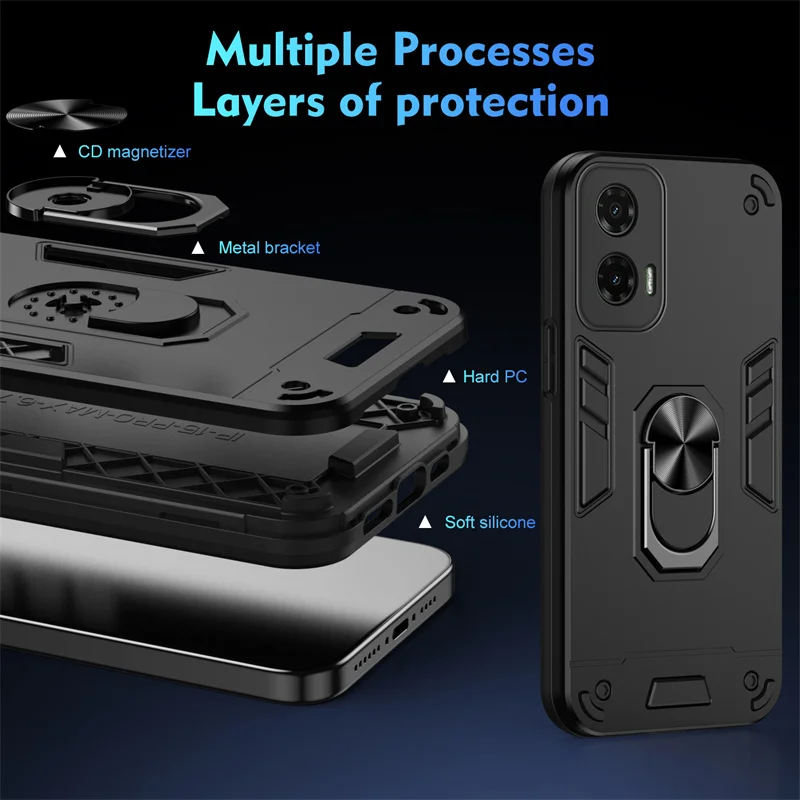 Funda militar Motorola Moto G35/G55/G75/G85 5G con anillo - imagen 4