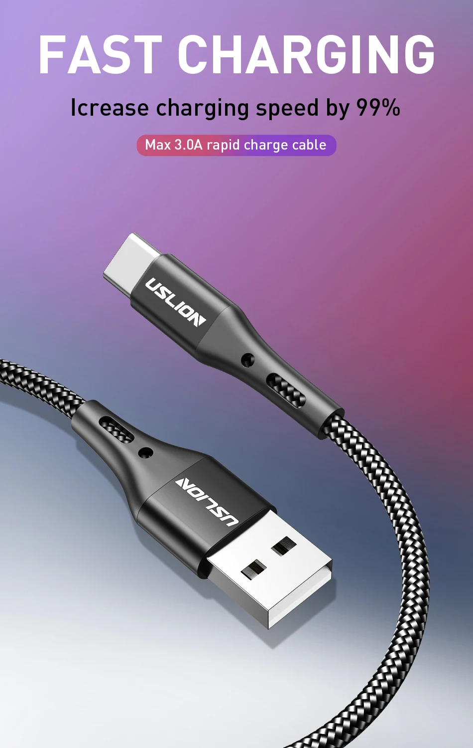 Cable USB-C USLION en detalle