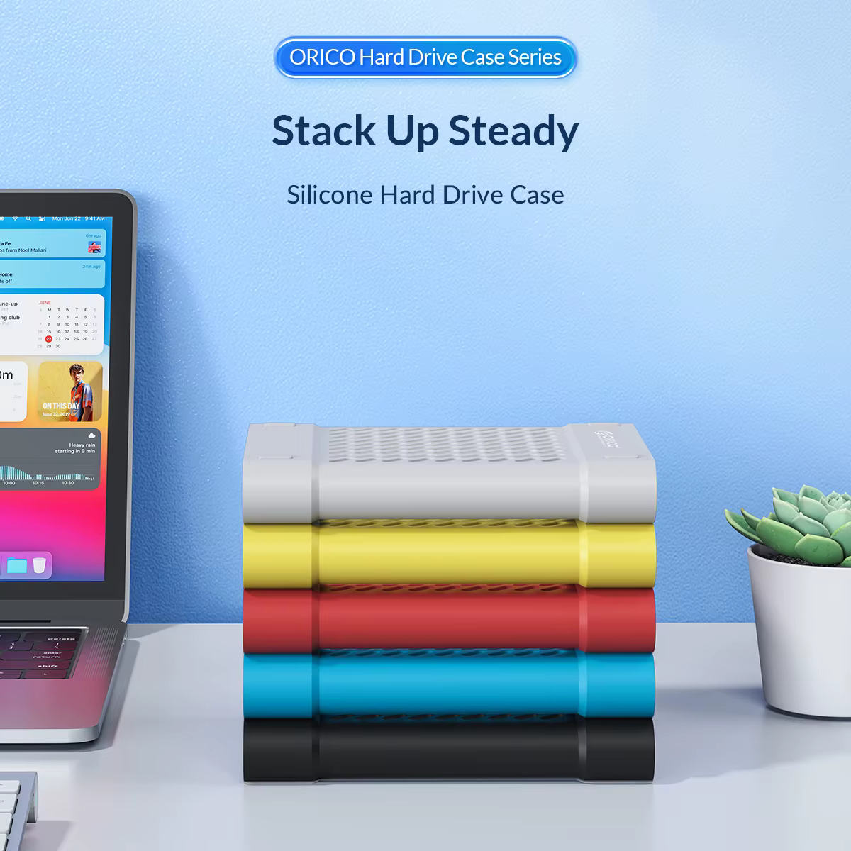 Funda de silicona negra alrededor de un HDD de 2.5 pulgadas