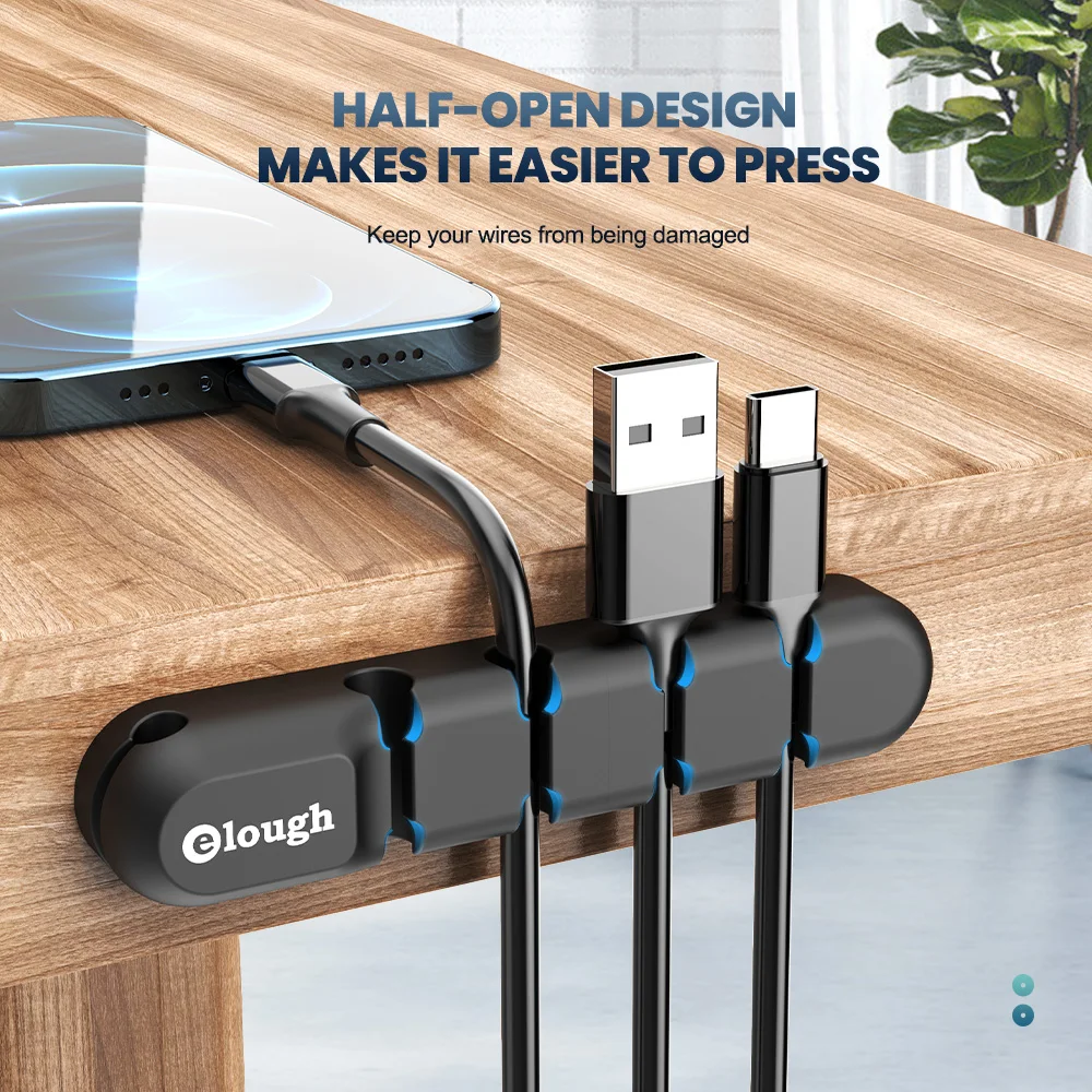 Elough Organizador Cables Silicona 7 Clips Escritorio - imagen 4