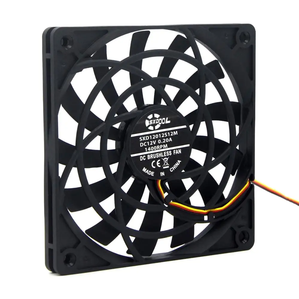 SXDOOL Ventilador Silencioso 12012 12V 39CFM 1400RPM 18dBA compacto