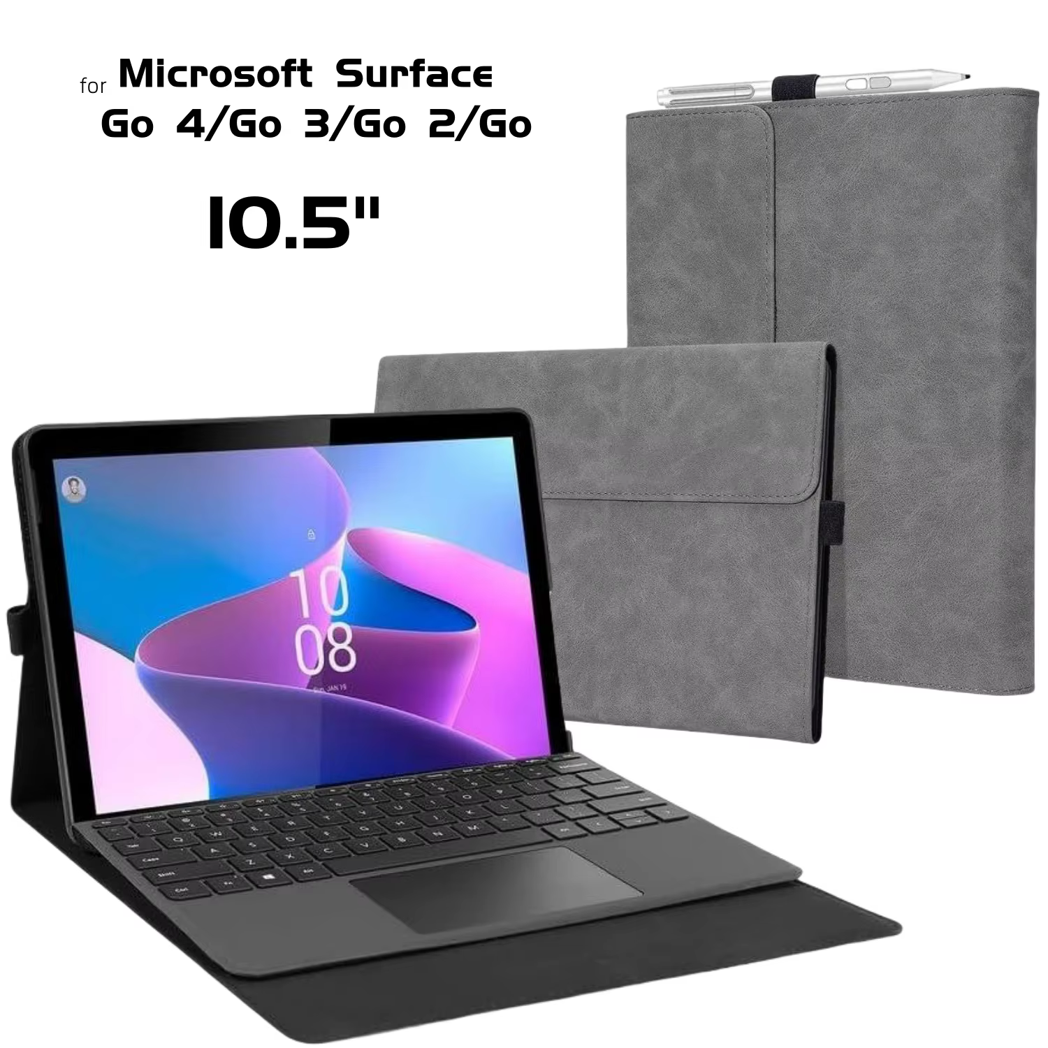 Funda Microsoft Surface Go 4/3/2 – Soporte Multiángulo TPU y Cuero PU - imagen 4