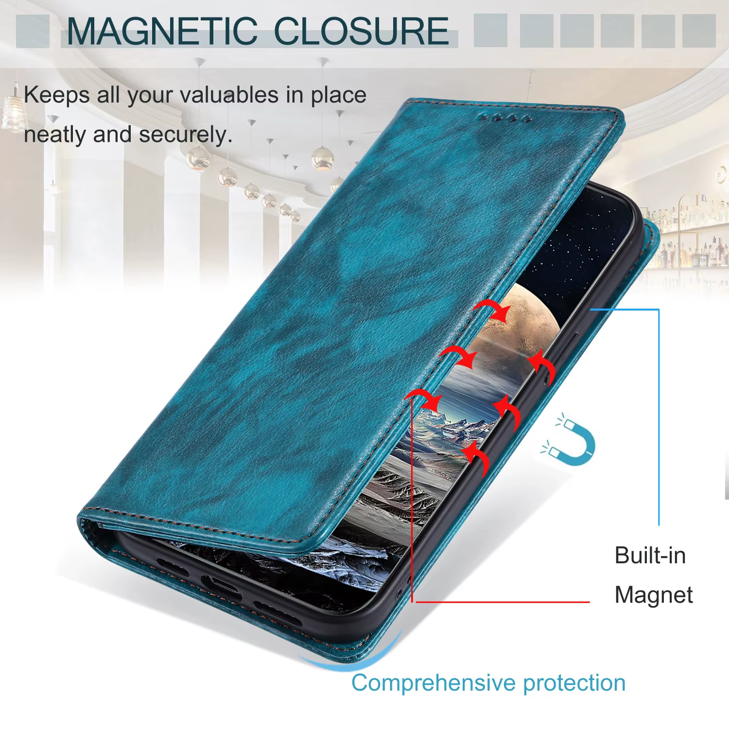 Funda de cuero Samsung cierre magnético