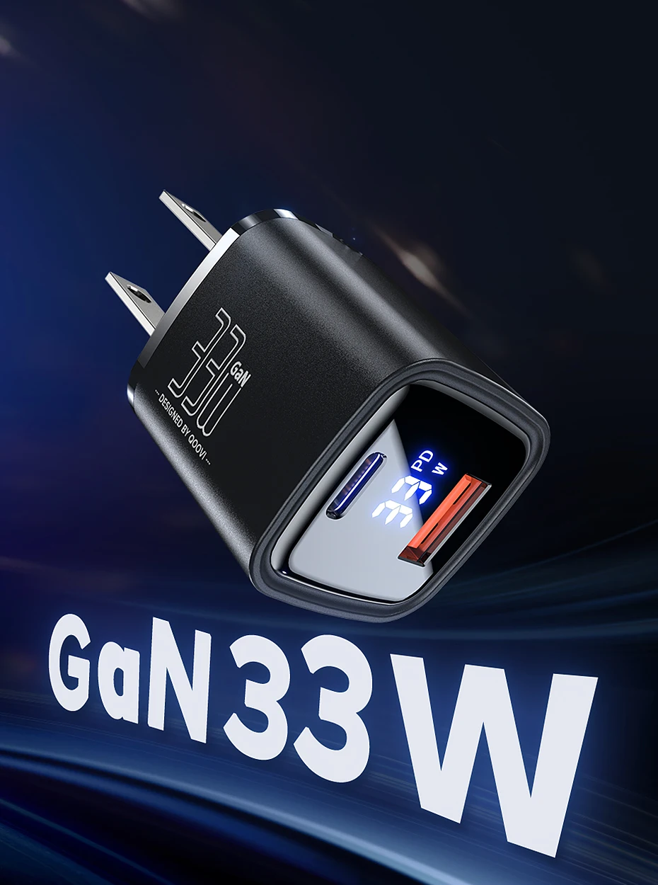 Cargador QOOVI GaN de 33W compacto