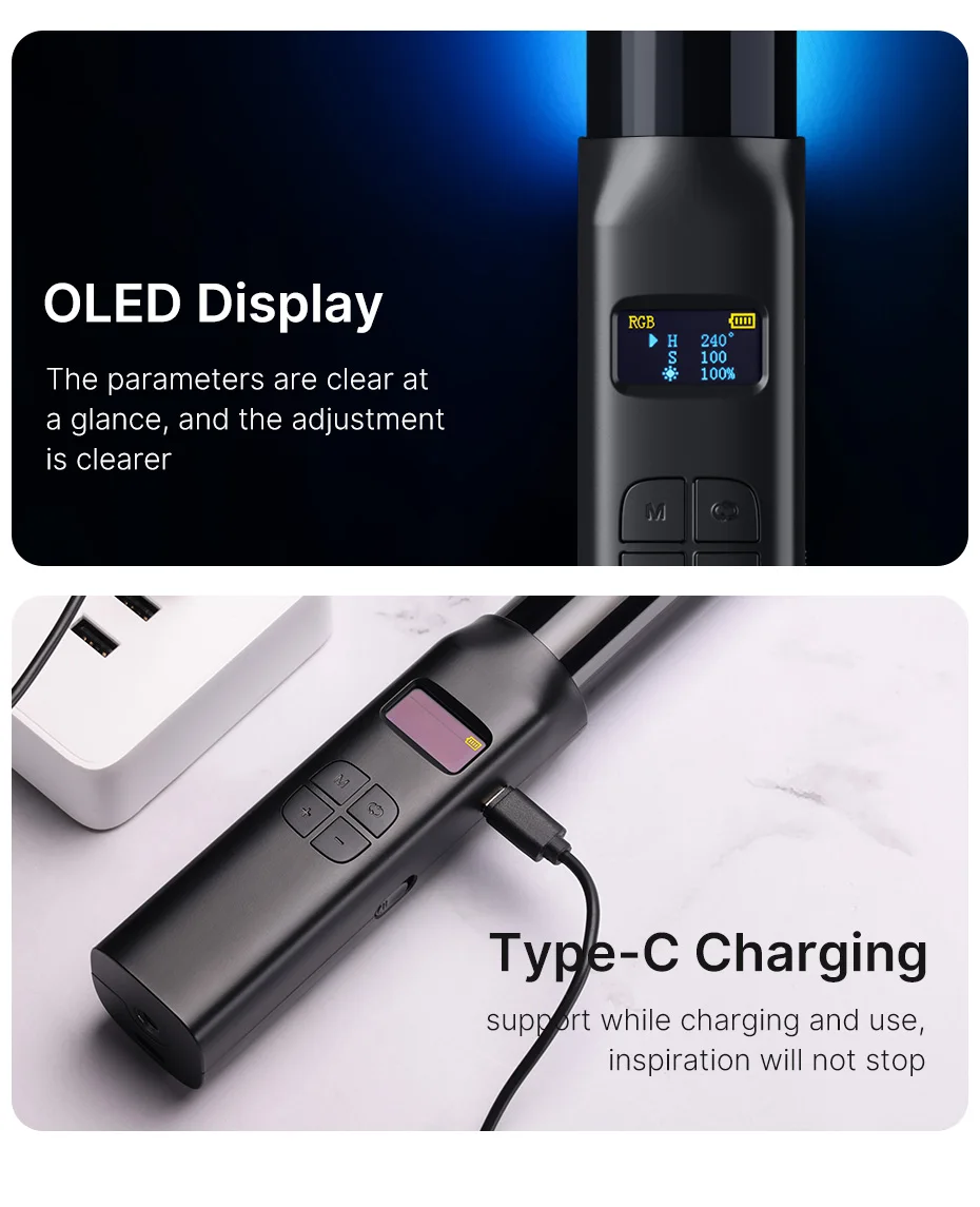 Pantalla OLED y selección de efectos