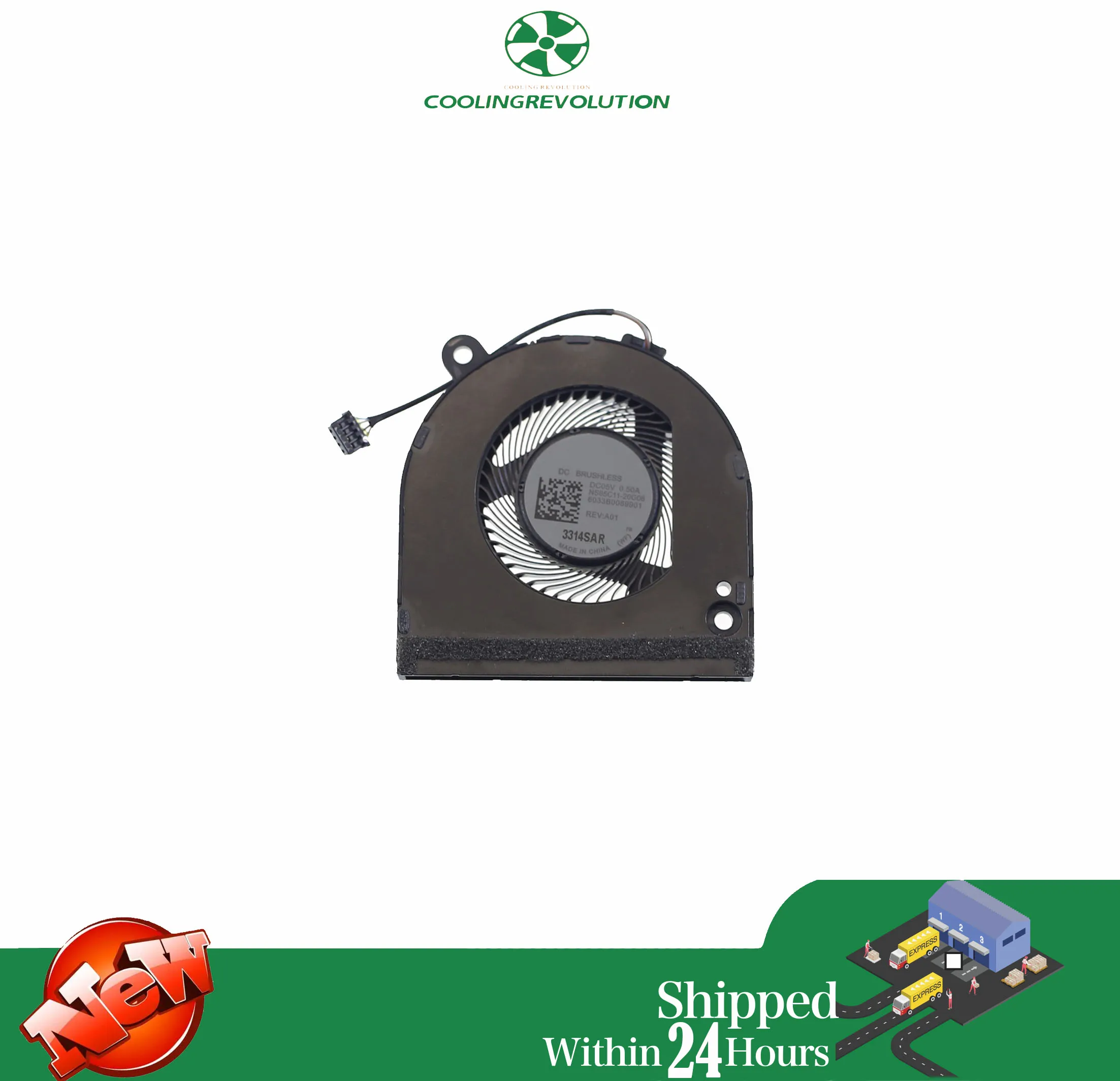 Ventilador de laptop vista frontal con conectores