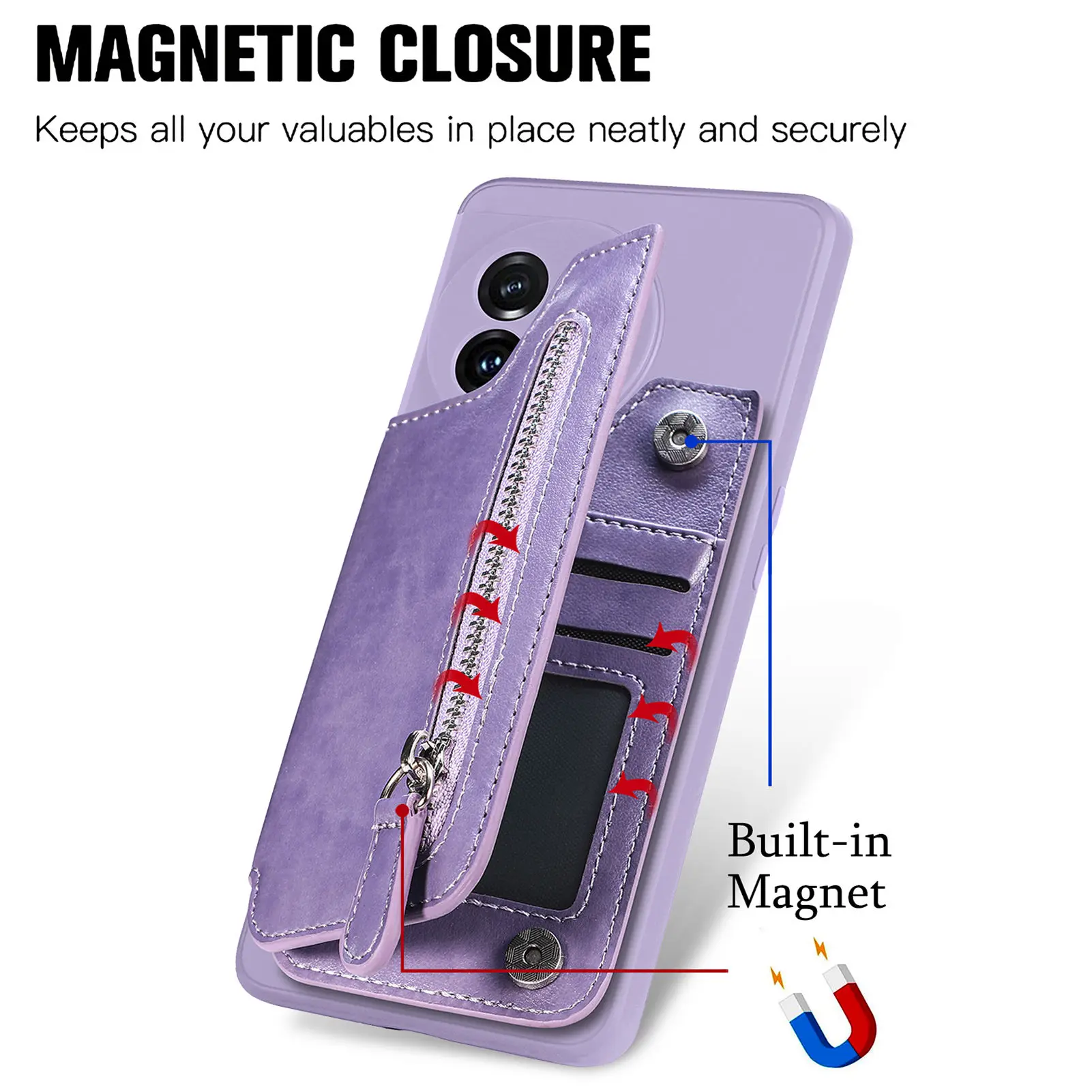 Funda Cuero OnePlus para 11/10 Pro – Cremallera Magnética - imagen 5