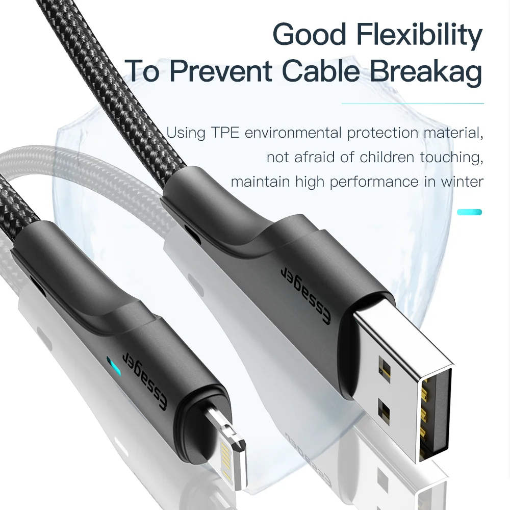Cable USB-C a Lightning Essager carga rápida iPhone iPad