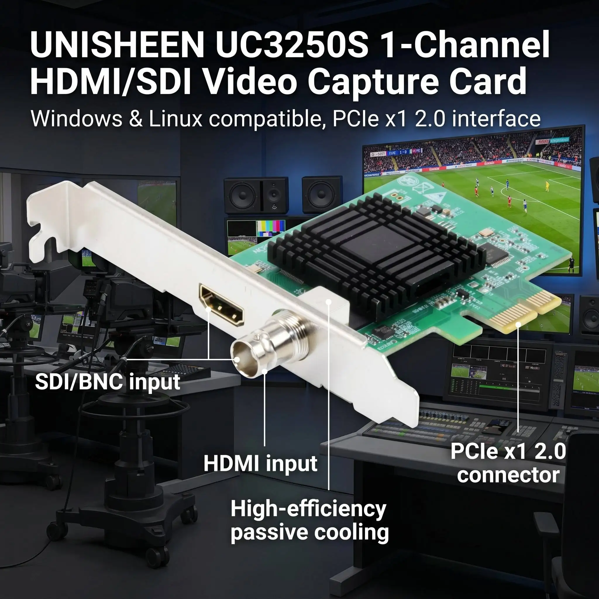 UNISHEEN Capturadora PCIe HDMI SDI 1080P para Streaming vMix OBS - imagen 2