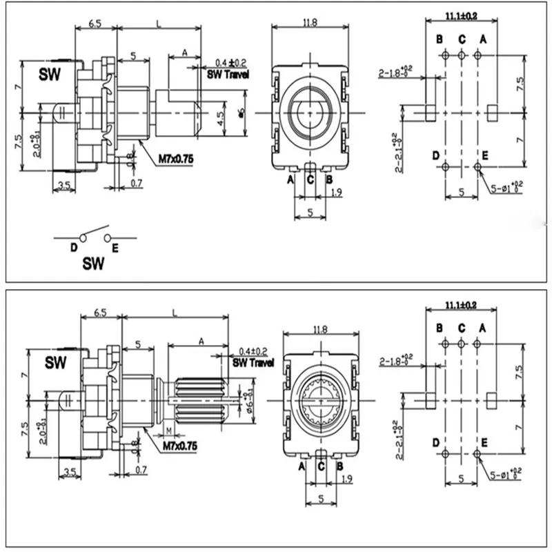 Encoder detalle del eje
