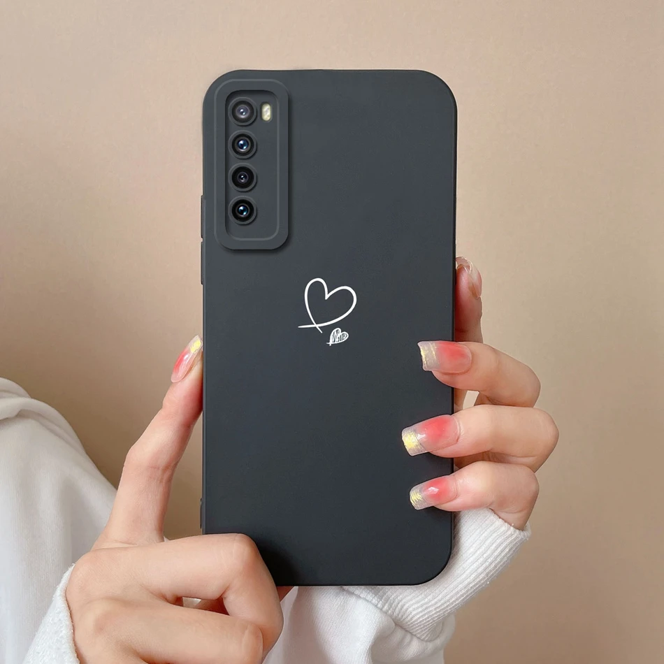 Funda de silicona líquida con diseño de corazón para Huawei Nova