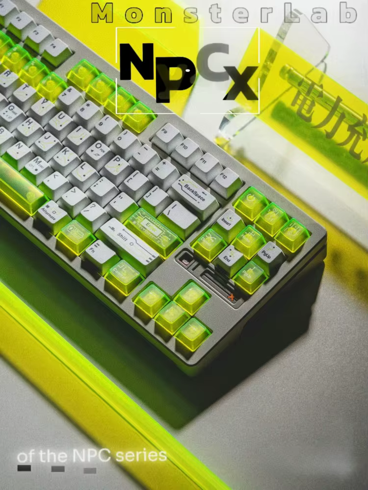 Teclas PBT Cherry Gaming Perfil Fluorescente Verde Antidesgaste