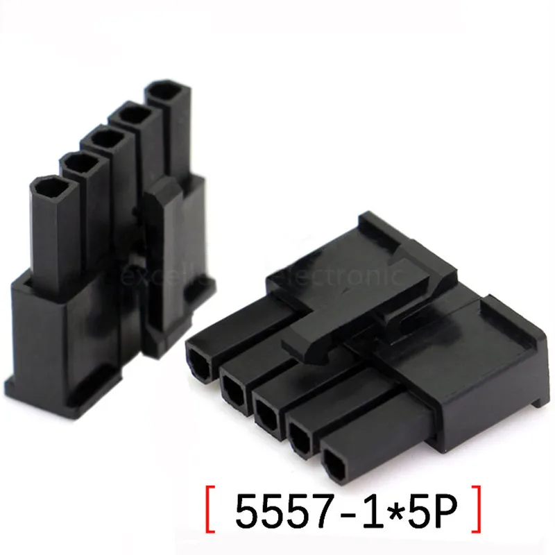 Conector 5557 macho 5 pines vista lateral