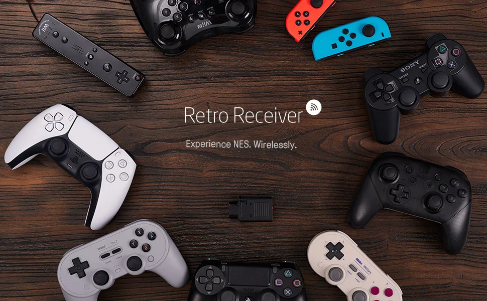 Vista frontal del adaptador 8Bitdo NES