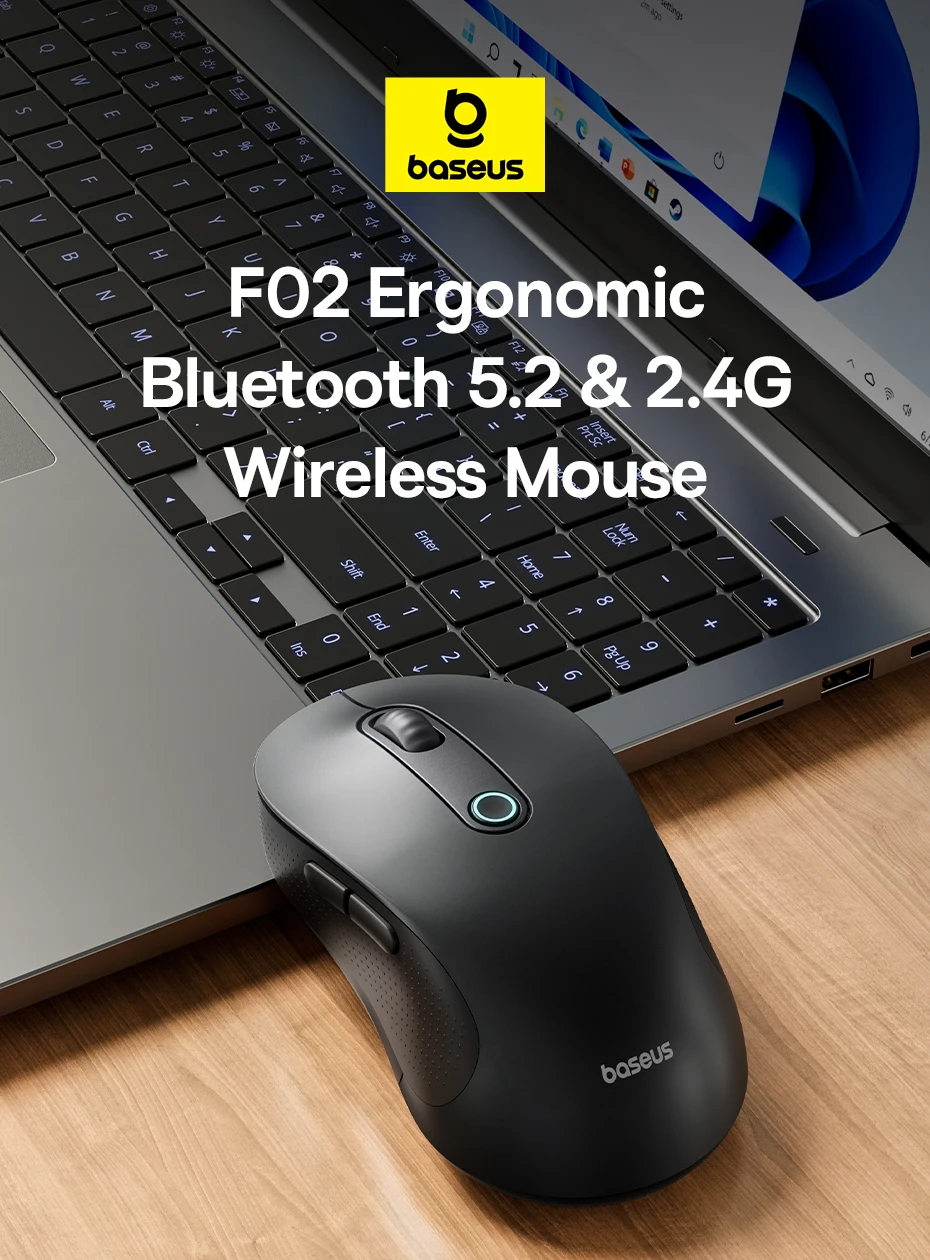 Ratrón Baseus F02 ergonómico view frontal