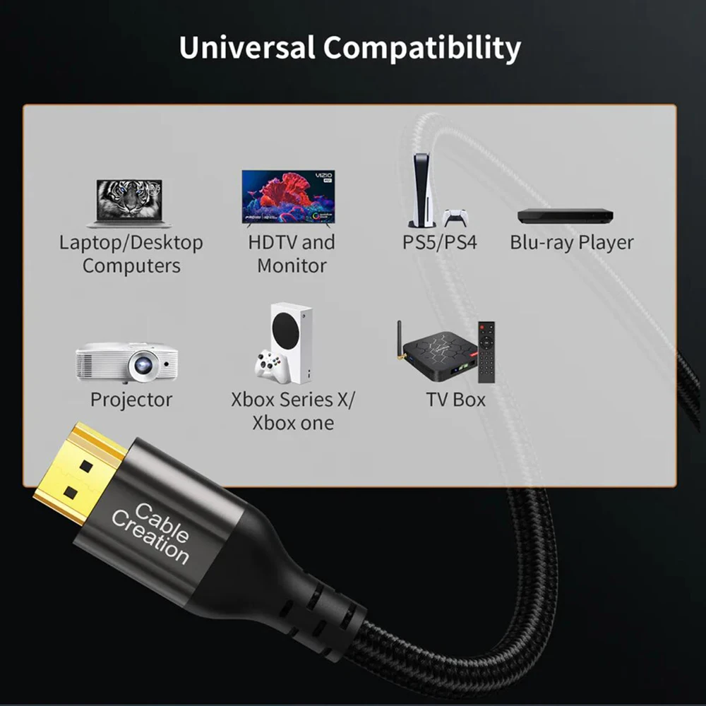 Cable HDMI 2.1 trenzado 8K 60Hz compatible con PS5 y Xbox Series X - imagen 3